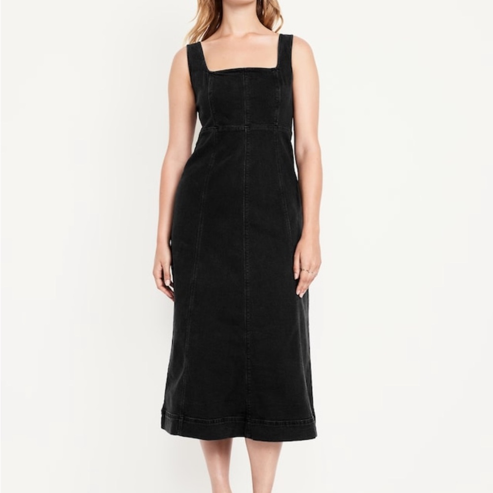 Old Navy Black Midi Dress - Square Neck Tank Style - Picture 3 of 10